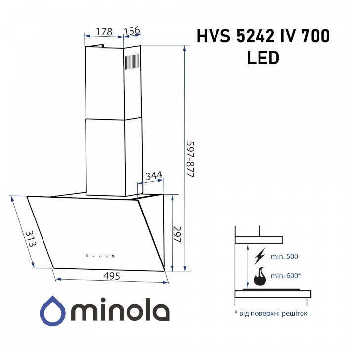 Витяжка MINOLA HVS 5242 IV 700 LED