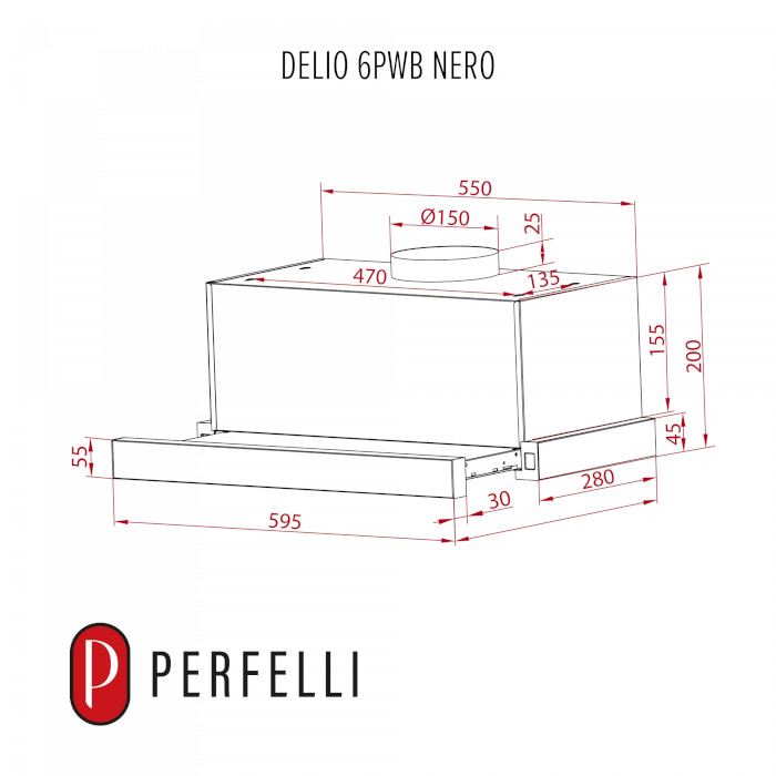 Витяжка PERFELLI DELIO 6PWB Nero