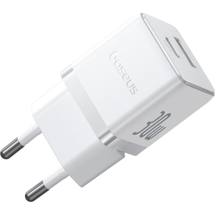 Зарядний пристрій BASEUS Palm Fast Charger C+U 30W EU Moon White (P1011160A213-00)