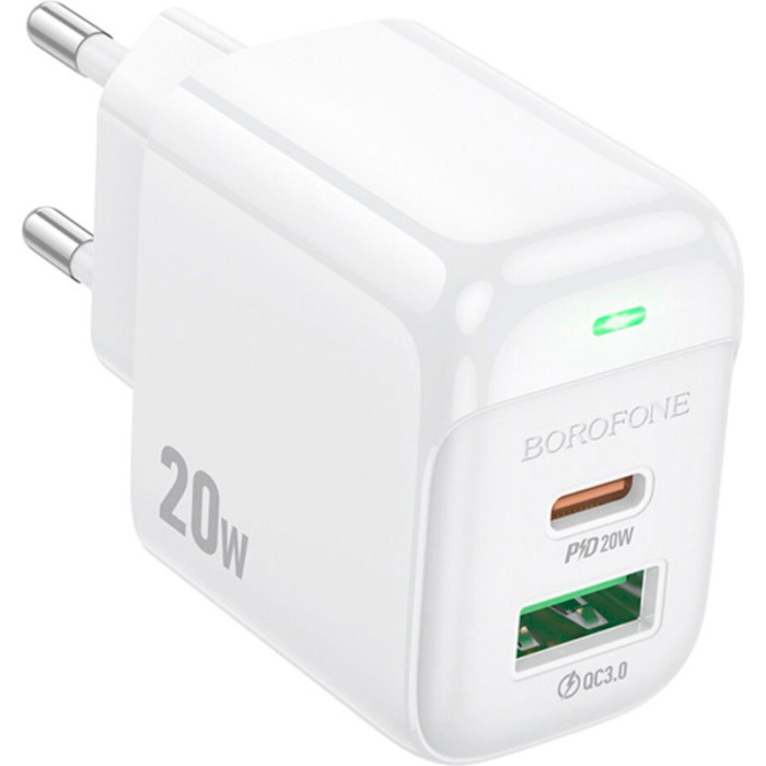 Зарядное устройство BOROFONE BAS44A Potential 1xUSB-A, 1xUSB-C, PD20W, QC3.0 White