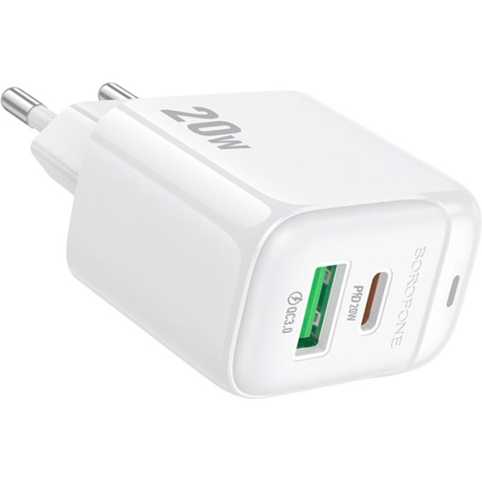 Зарядное устройство BOROFONE BAS44A Potential 1xUSB-A, 1xUSB-C, PD20W, QC3.0 White