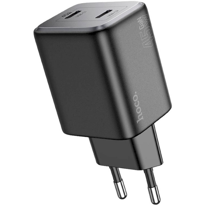 Зарядное устройство HOCO N42 Elogiado 2xUSB-C, PD45W Black w/Type-C to Lightning cable (6942007617109)