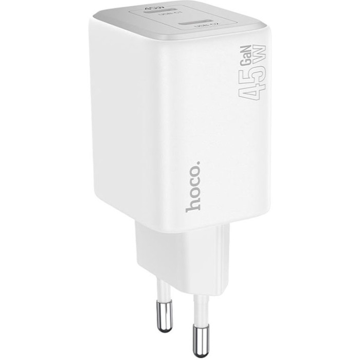 Зарядное устройство HOCO N42 Elogiado 2xUSB-C, PD45W White w/Type-C to Lightning cable (6942007617116)