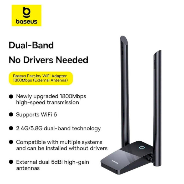 Wi-Fi адаптер BASEUS FastJoy Series WiFi Adapter 1800Mbps