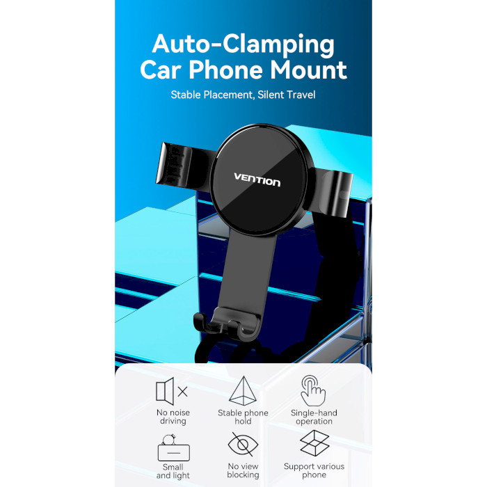 Автодержатель для смартфона VENTION Auto-Clamping Car Phone Mount With Duckbill Clip Black