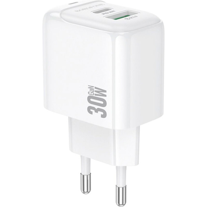 Зарядное устройство BOROFONE BAS45A Potential 1xUSB-A, 1xUSB-C, PD30W, QC3.0 White