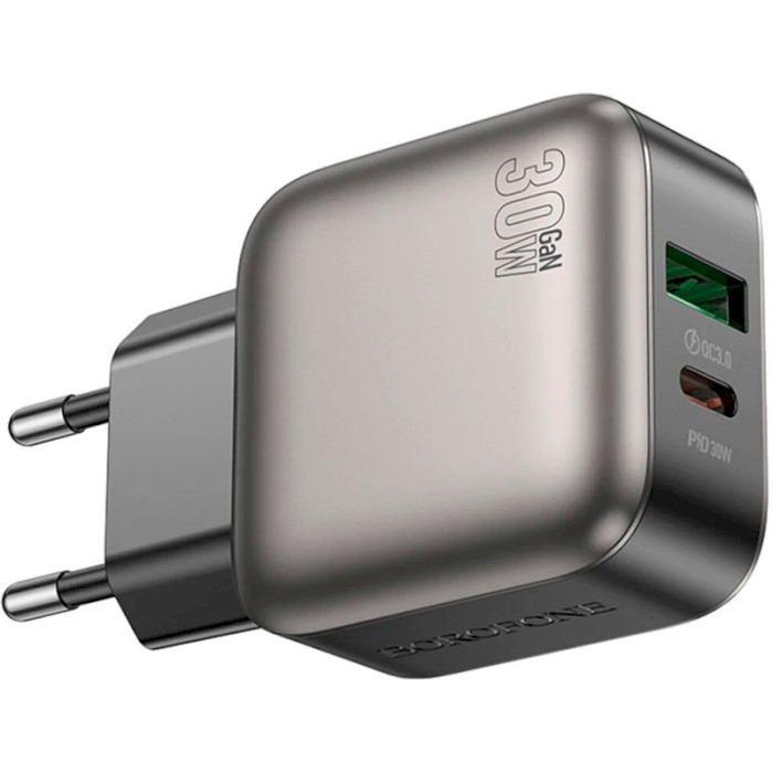 Зарядное устройство BOROFONE BAS55A Absolute 1xUSB-C, 1xUSB-A, PD30W, QC3.0 Black w/Type-C to Type-C cable