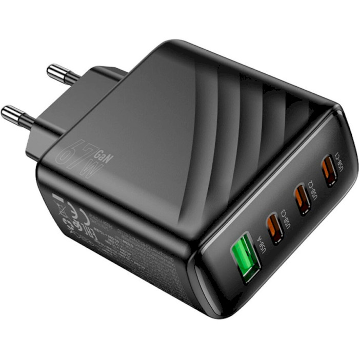 Зарядное устройство HOCO CS27A Supply 1xUSB-A, 3xUSB-C PD67W, QC3.0 Black (6942007639835)