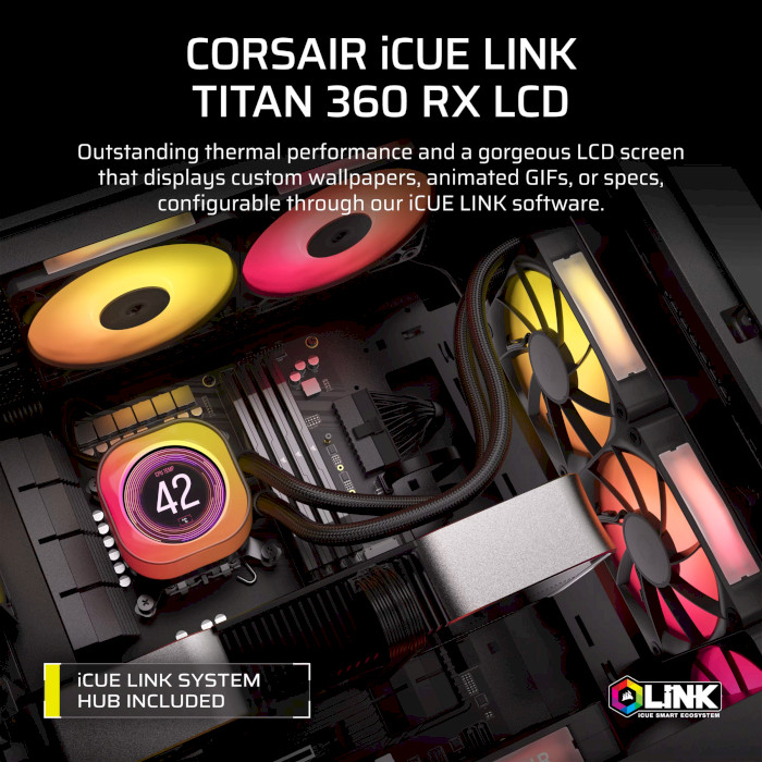 Система водяного охлаждения CORSAIR iCUE Link Titan 360 RX LCD Black (CW-9061023-WW)