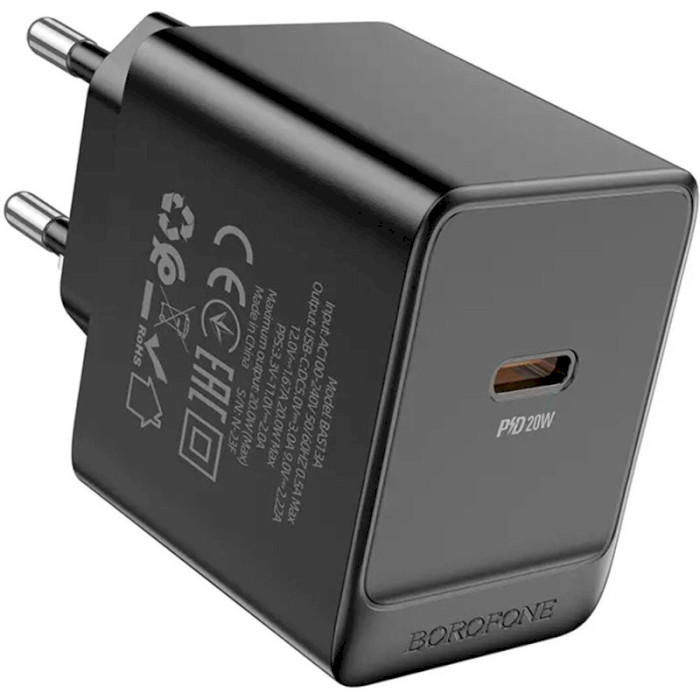 Зарядное устройство BOROFONE BAS13A Erudite 1xUSB-C, PD20W Black