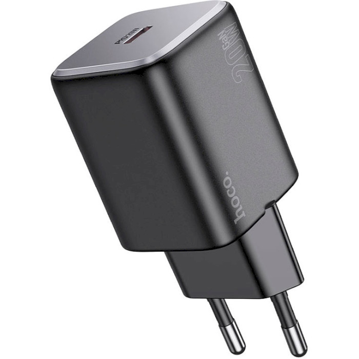 Зарядний пристрій HOCO N40 Mighty 1xUSB-C, PD20W Black w/Type-C to Lightning cable (6942007616980)