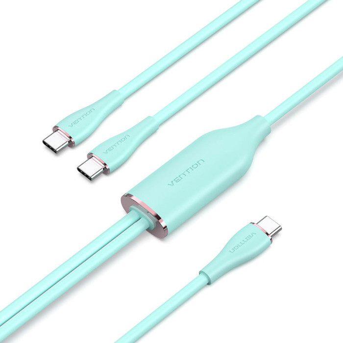 Кабель VENTION 2-in-1 USB-С to Dual USB-C 100W 1.5м Green (CTMGG)