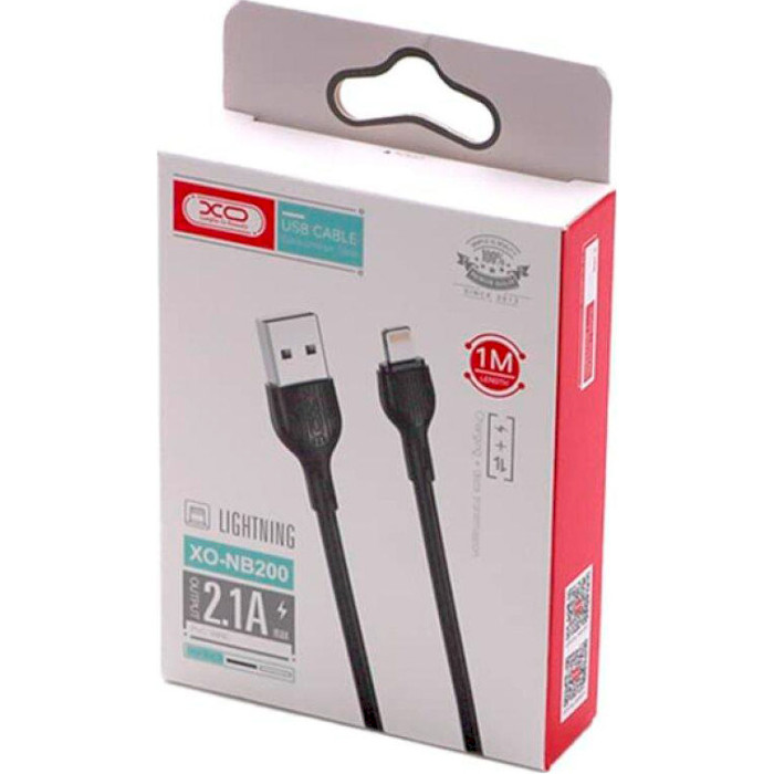 Кабель XO NB200 USB-A to Lightning 1м Black