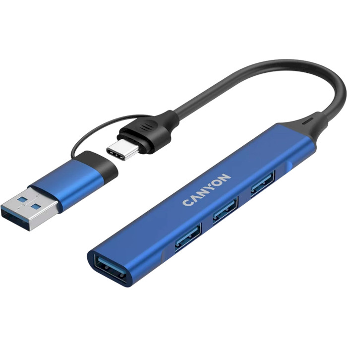 USB-хаб CANYON DS-02 USB-A/C 4-in-1 Hub Blue (CNS-TDS02BL)