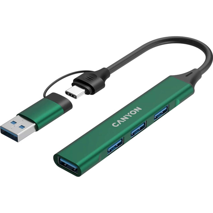 USB-хаб CANYON DS-02 USB-A/C 4-in-1 Hub Green (CNS-TDS02GR)