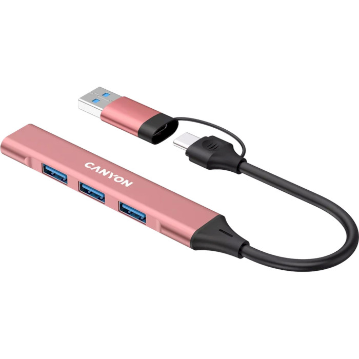 USB-хаб CANYON DS-02 USB-A/C 4-in-1 Hub Pink (CNS-TDS02P)