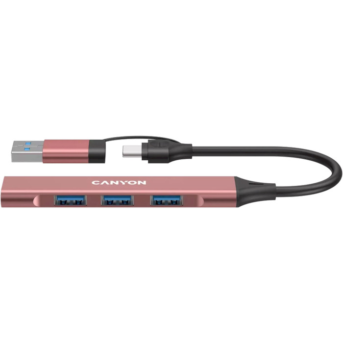 USB-хаб CANYON DS-02 USB-A/C 4-in-1 Hub Pink (CNS-TDS02P)