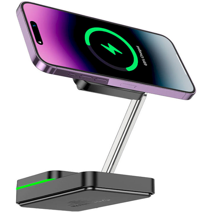 Беспроводное зарядное устройство HOCO CQ10 Consuelo Folding 3-in-1 Magnetic Wireless Fast Charger Black