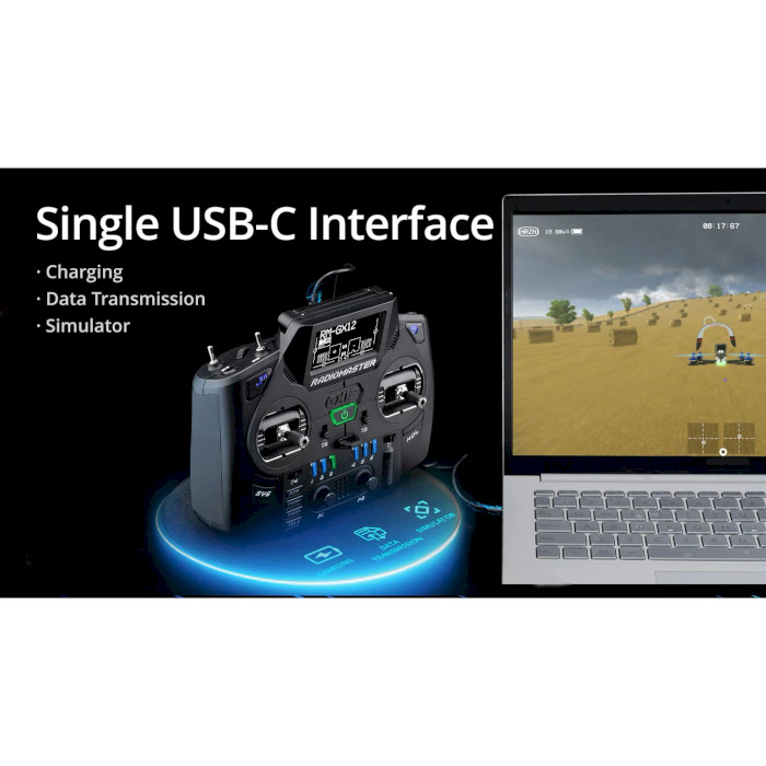 Пульт управления дроном RADIOMASTER GX12 Dual-Band Gemini-X Radio Controller ExpressLRS Edge XT M2 (HP0157.0094-BLK)