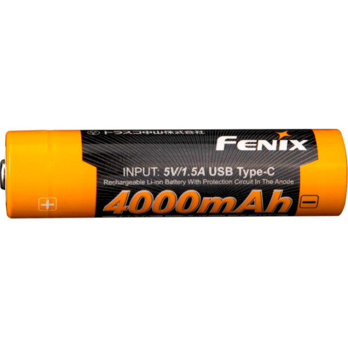 Аккумулятор FENIX Li-Ion 18650 4000mAh 3.6V TipTop, USB-C зарядка (ARB-L18-4000U)