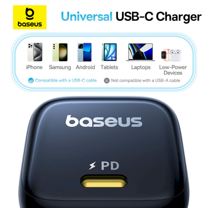 Зарядний пристрій BASEUS PicoGo GaN Fast Charger 1C 45W Black (P10176800123-00)