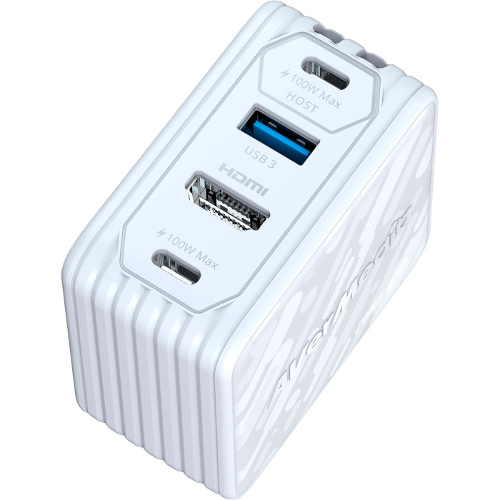 Зарядний пристрій AVERMEDIA GC313 Core Go GaN 100W 2xUSB-C, 1xUSB-A, 1xHDMI White w/Type-C to Type-C cable