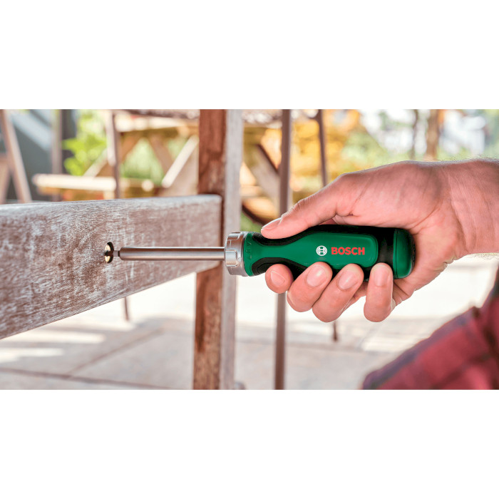 Отвёртка реверсивная с насадками BOSCH Ratchet Screwdriver with 12 Bits (1.600.A02.BX2)