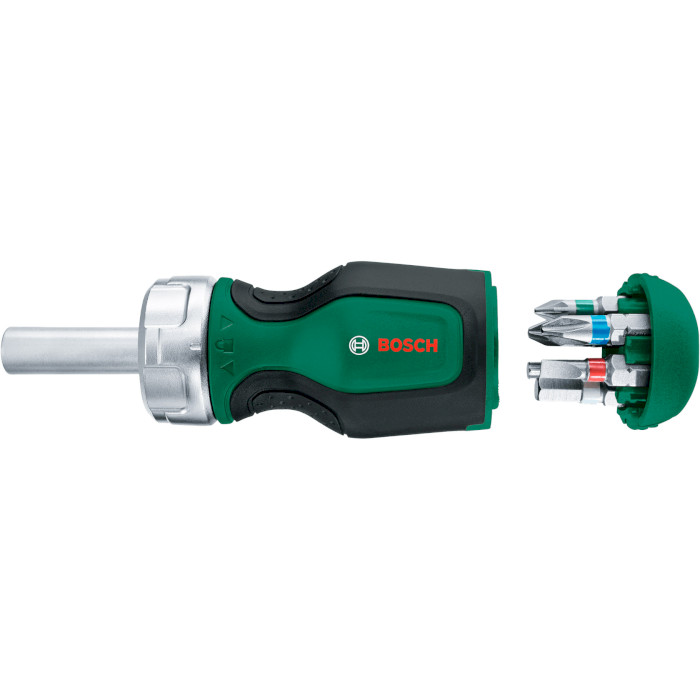 Отвёртка реверсивная с насадками BOSCH Stubby Bit Ratchet Screwdriver + 6 bits (1.600.A02.7PK)