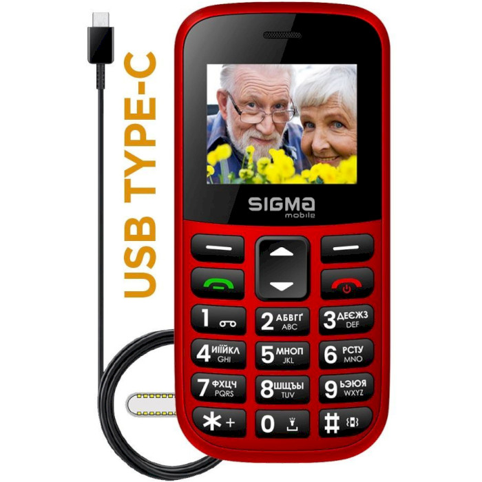 Мобильный телефон SIGMA MOBILE Comfort 50 Easy Type-C Red (4827798585221)