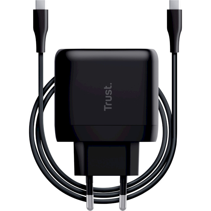 Зарядний пристрій TRUST Maxo 65W 1xUSB-C Charger Black w/Type-C to Type-C cable (24817)