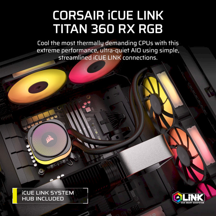 Система водяного охолодження CORSAIR iCUE Link Titan 360 RX RGB Black (CW-9061018-WW)