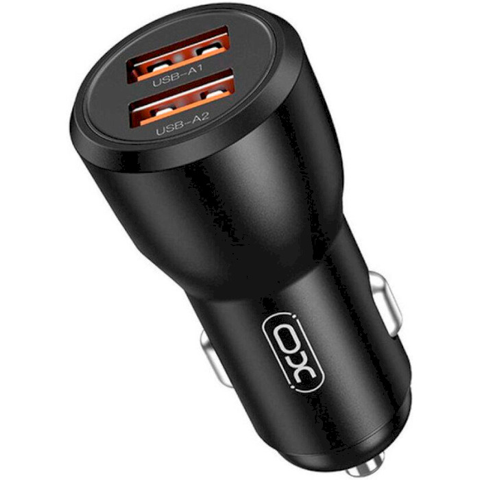 Автомобільний зарядний пристрій XO CC55 2xUSB-A, QC3.0, 18W Car Charger Black w/3-in-1 cable (XO-CC55-BK)