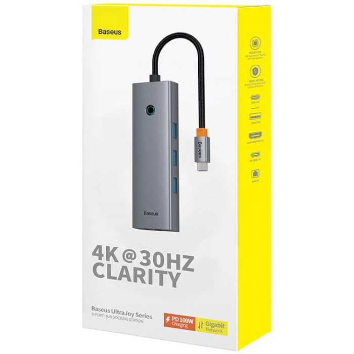 Порт-реплікатор BASEUS UltraJoy Series 6-Port Hub 4K@30Hz Clarity (B00052802811-03)