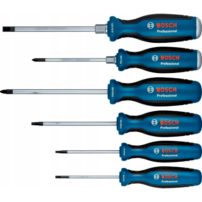 Набор отвёрток BOSCH SL/PH/PZ/TX Professional 6шт (1.600.A02.CV3)