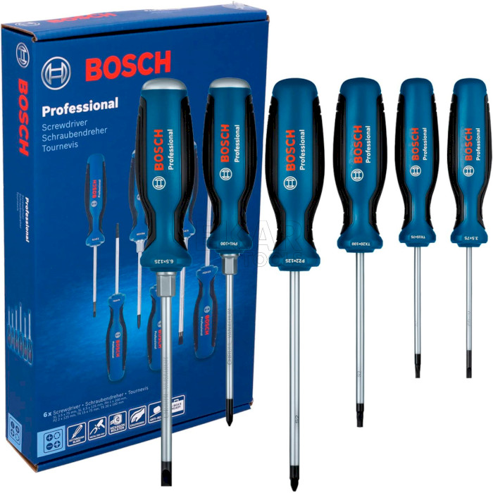 Набор отвёрток BOSCH SL/PH/PZ/TX Professional 6шт (1.600.A02.CV3)