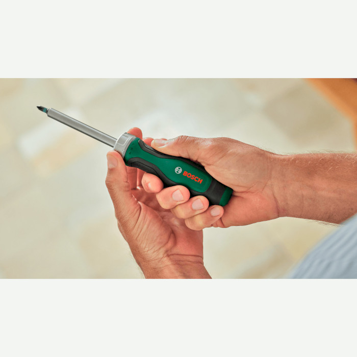 Отвёртка реверсивная с насадками BOSCH Ratchet Screwdriver with 18 Bits (1.600.A02.Z9A)