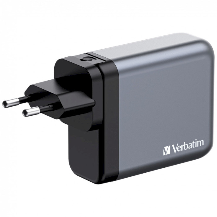 Зарядний пристрій VERBATIM 140W 3xUSB-C, 1xUSB-A, PD3.0, QC3.0 GaN Wall Charger Gray