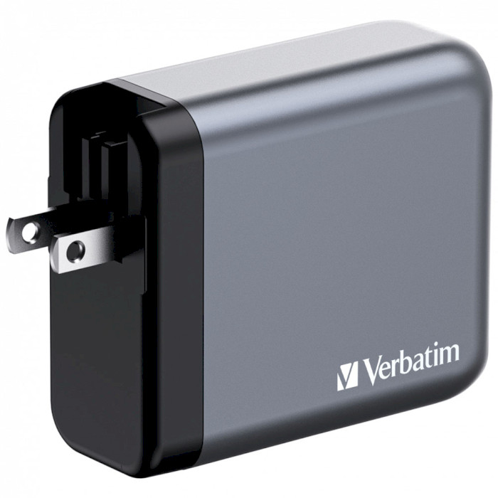 Зарядний пристрій VERBATIM 140W 3xUSB-C, 1xUSB-A, PD3.0, QC3.0 GaN Wall Charger Gray