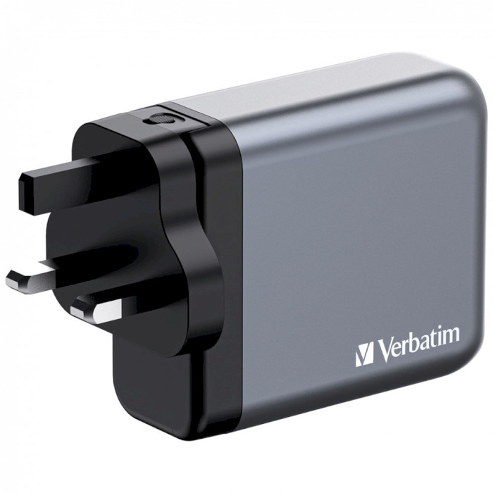 Зарядний пристрій VERBATIM 140W 3xUSB-C, 1xUSB-A, PD3.0, QC3.0 GaN Wall Charger Gray