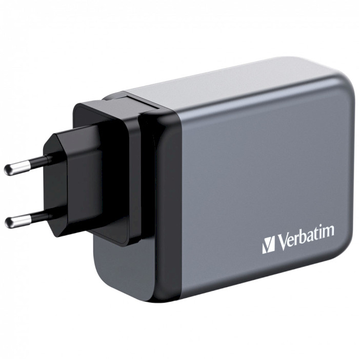 Зарядний пристрій VERBATIM 200W 3xUSB-C, 1xUSB-A, PD3.0, QC3.0 GaN Wall Charger Gray