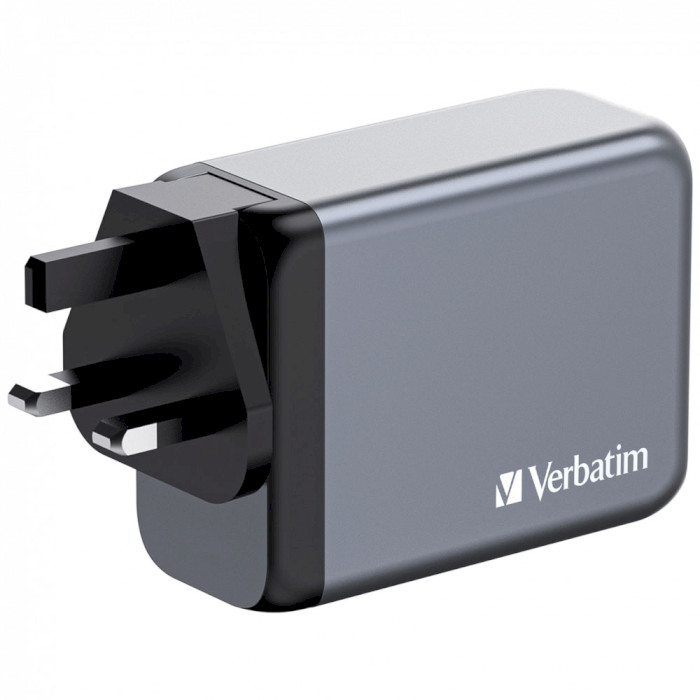 Зарядний пристрій VERBATIM 200W 3xUSB-C, 1xUSB-A, PD3.0, QC3.0 GaN Wall Charger Gray