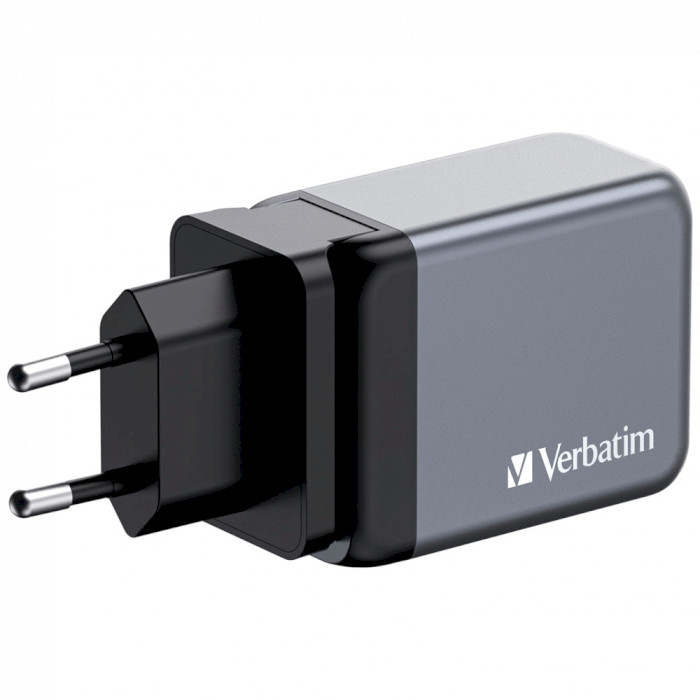 Зарядний пристрій VERBATIM 65W 2xUSB-C, 1xUSB-A, PD3.0, QC3.0 GaN Wall Charger Gray