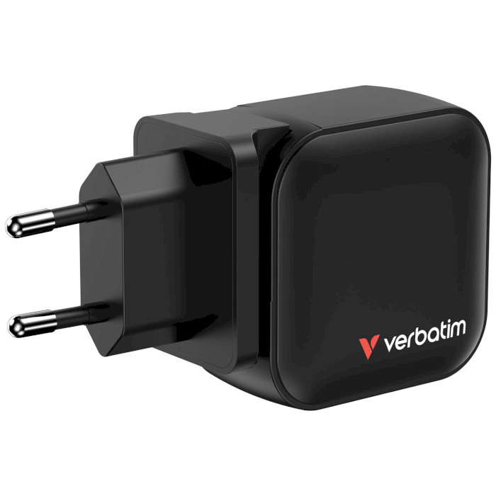 Зарядний пристрій VERBATIM 70W 2xUSB-C, 1xUSB-A, PD3.0, QC3.0 Mini GaN Wall Charger Black