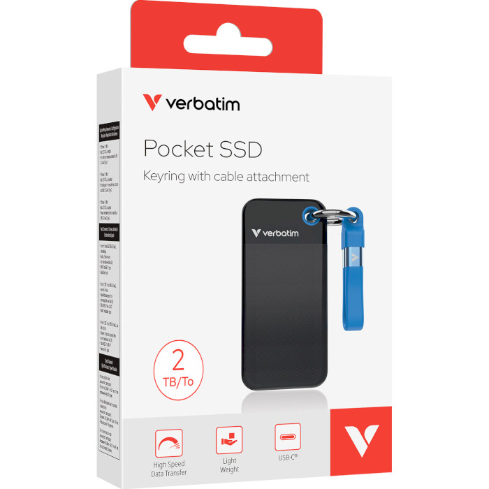 Портативний SSD диск VERBATIM Pocket 2TB USB3.2 Gen2 Black/Blue (32195)