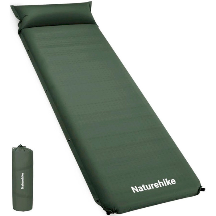 Самонадувной коврик с подушкой NATUREHIKE CNK2450WS020 Dark Green (6927595712733)