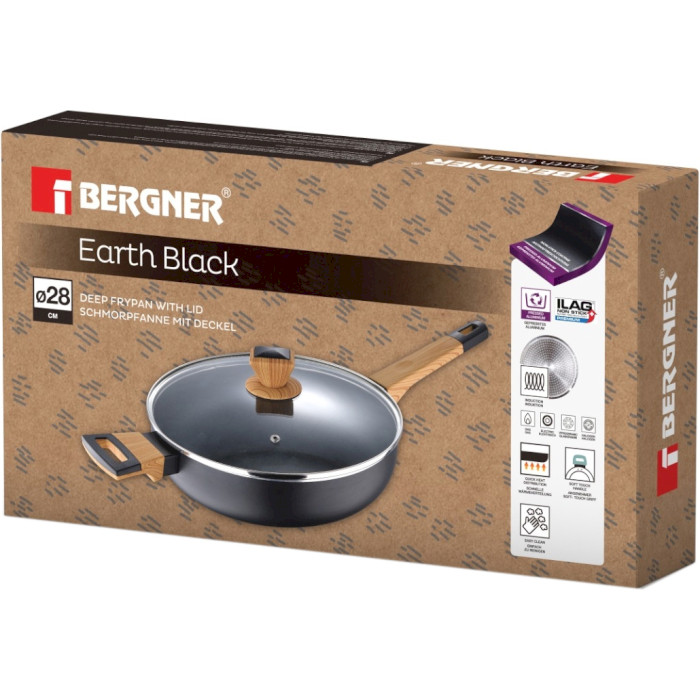 Рондель BERGNER Earth Black 28см з кришкою (BG-34628-BK)