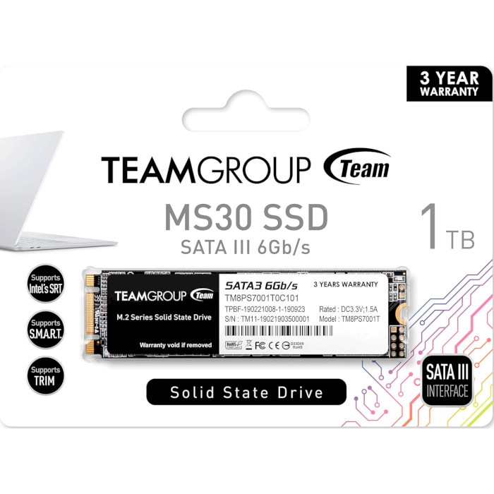 SSD диск TEAM MS30 1TB M.2 SATA (TM8PS7001T0C101)