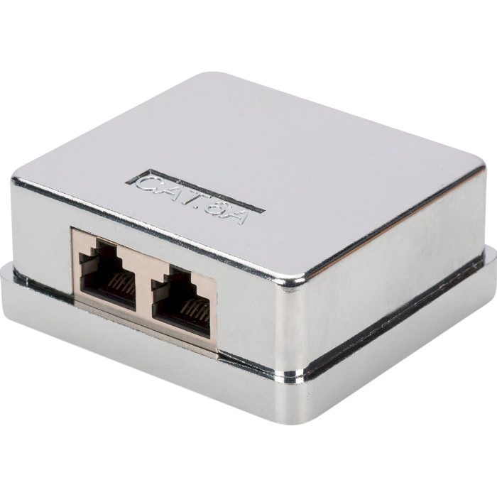 Розетка накладна DIGITUS 2xRJ-45 Cat.6a STP Silver (DN-93713)