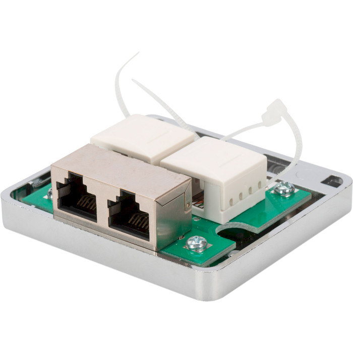 Розетка накладна DIGITUS 2xRJ-45 Cat.6a STP Silver (DN-93713)