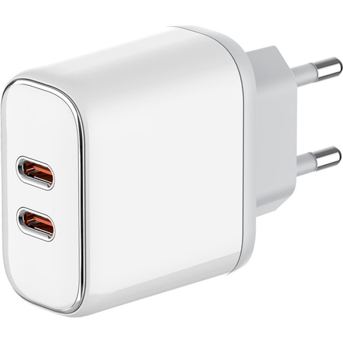 Зарядний пристрій COLORWAY 2xUSB-C, PD3.0, QC3.0, 40W White (CW-CHS048PD-WT)